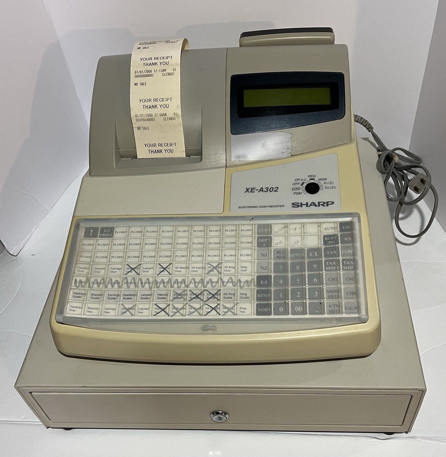 Sharp XE-A302 Cash Register w/ Keys & Manager Keys Tested