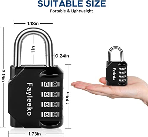 4 Digit Combination Padlock for School, Gym, Toolbox, Cabinet Storage (1 Pack
