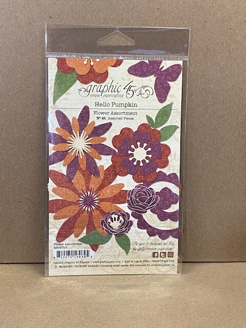 Graphic 45, Hello Pumpkin, Flower Assortment, 48 Assorted Pieces