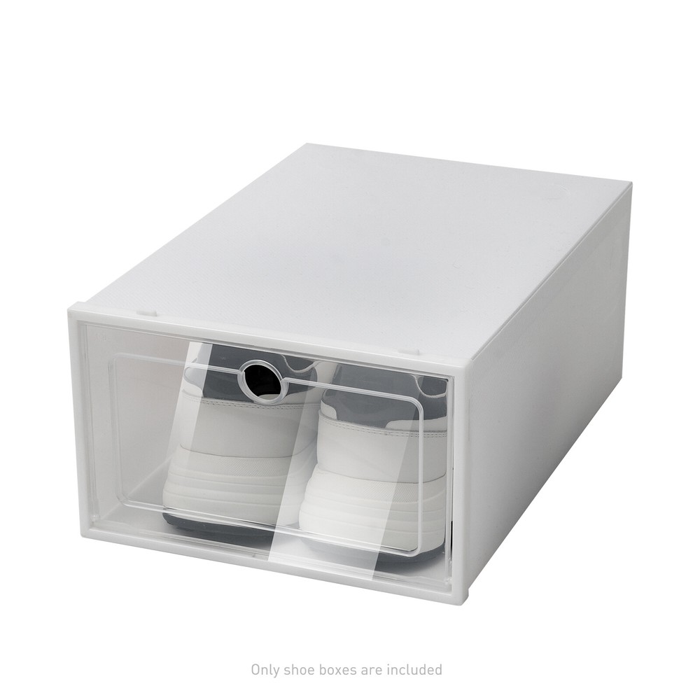 20pc Large Plastic Shoe Storage Boxes Drawer Stackable Foldable Organiser Clear