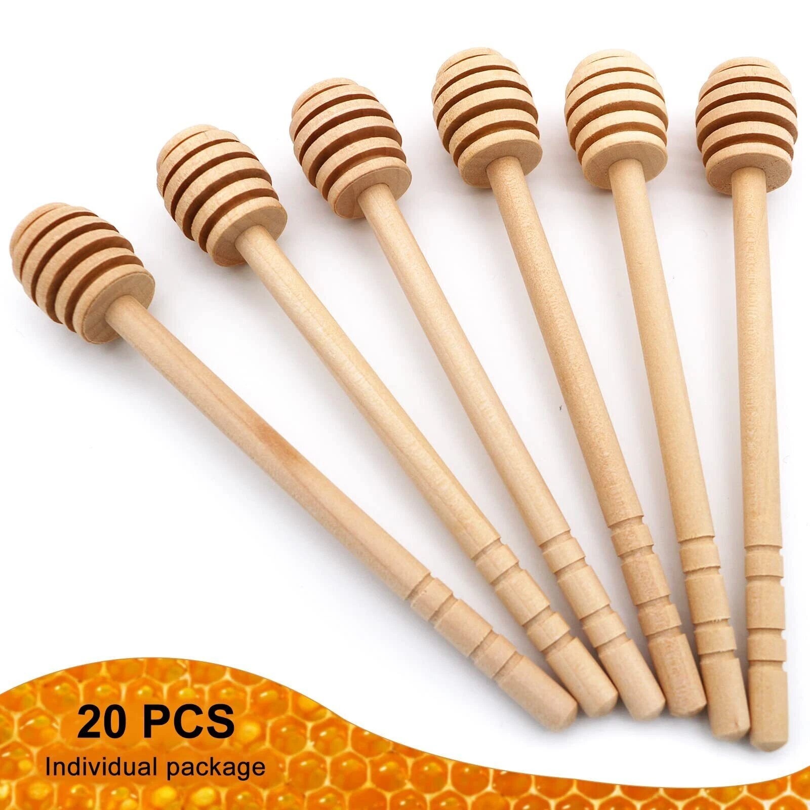 Wooden Honey Dipper Stick 6 Inch Individually Wrapped Honey Stirrer Stick Lot