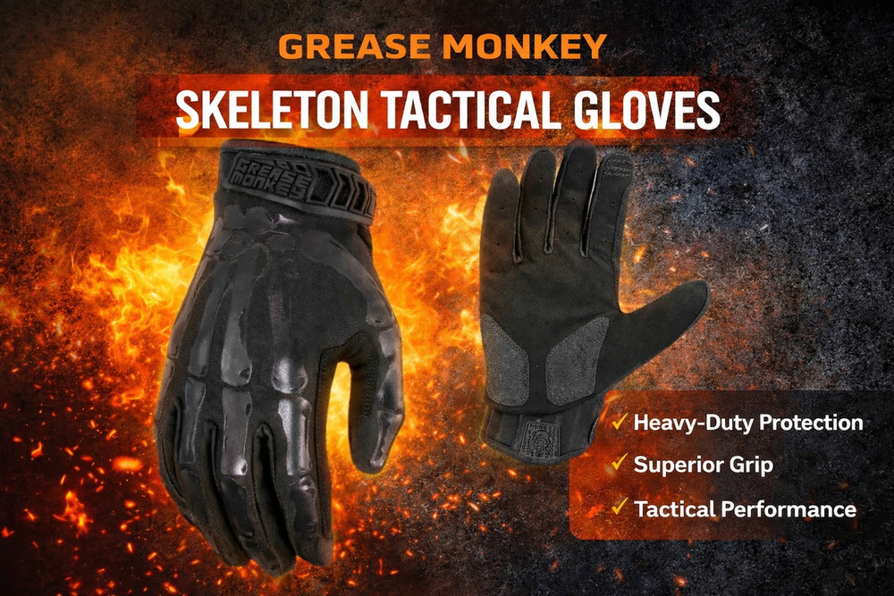 Grease Monkey - Bones Xtreme Mechanic Gloves - Black - Touchscreen Compatible