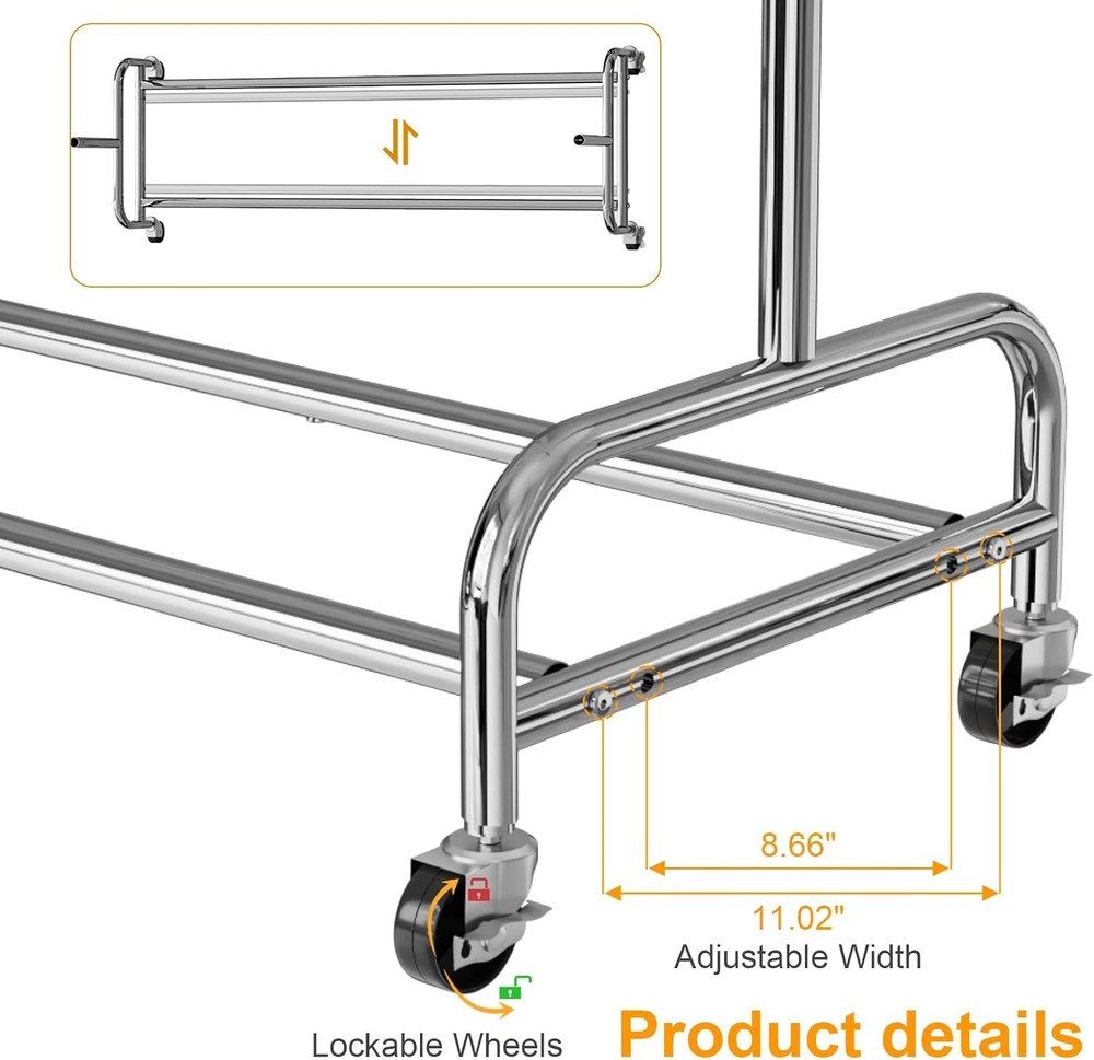 Adjustable Rolling Garment Rack