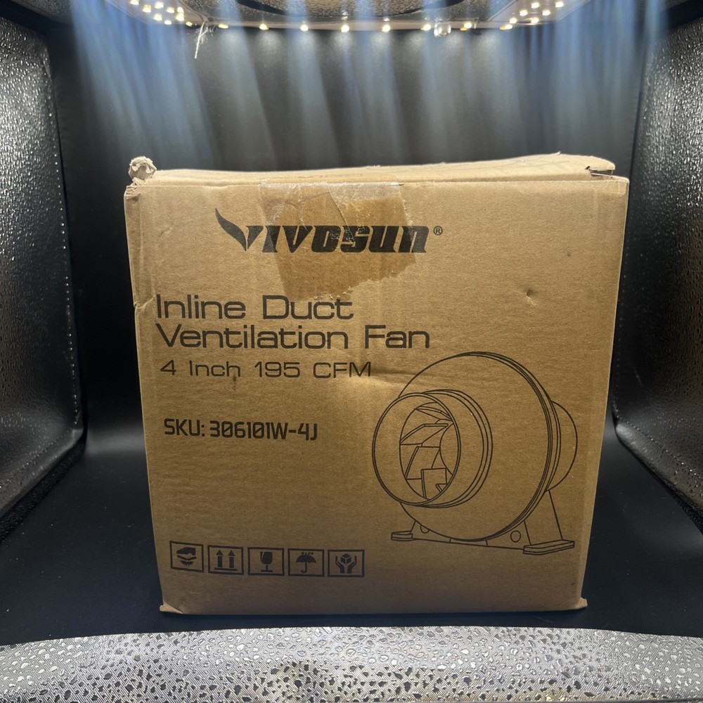 VIVOSUN INLINE DUCT VENTILATION FAN 4" 195 CFM - OPEN BOX NEVER USED