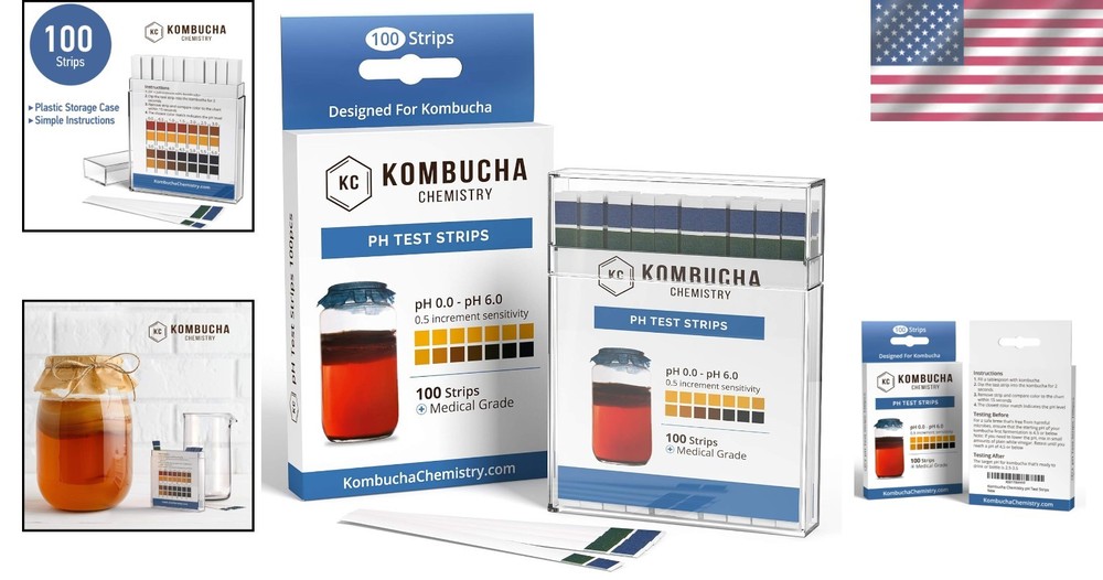 Kombucha Brewing Essentials: 100 pH Strips for Accurate Fermentation Safety