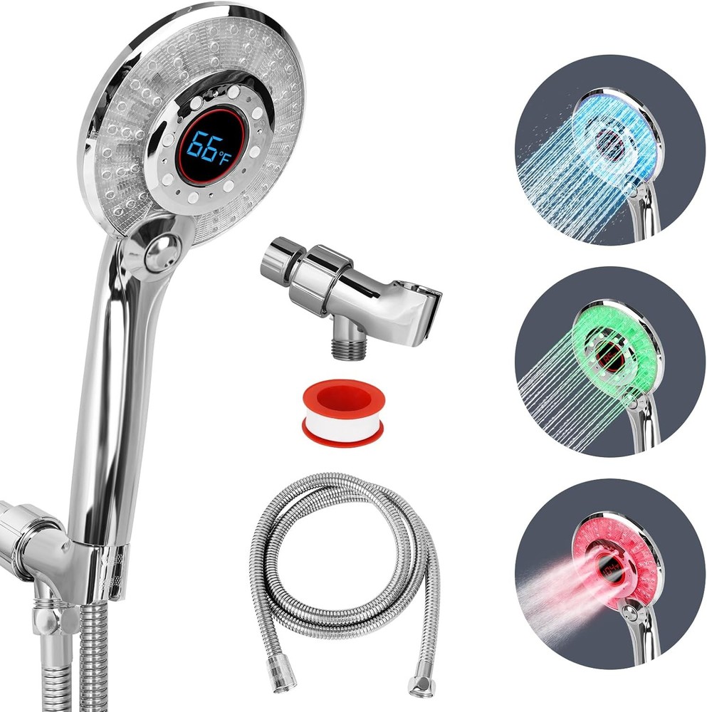 LED Shower head with Temperature Display, High Prure Shower Head "