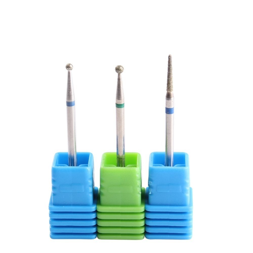 3PCS Precision Nail Drill Bits - Diamond Ball & Needle Shapes for Professionals