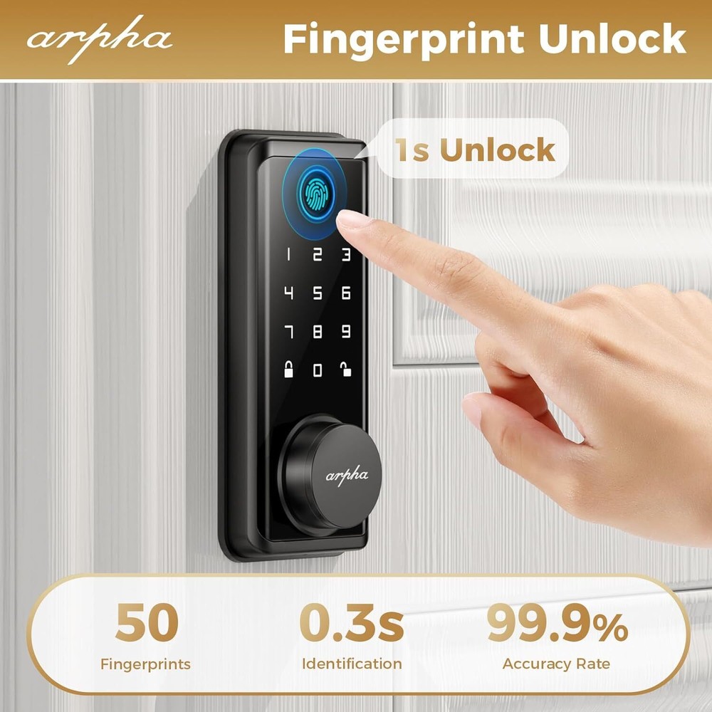 Front Security Smart door Lock 100Code Fingerprint Keyless Entry Lock AppControl