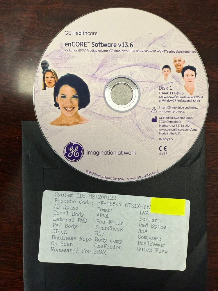 G2U GE enCORE Software Version 136 Disk 123 Part LU44651 for Lunar Bone D
