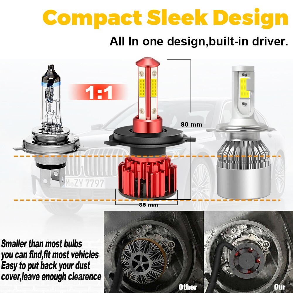 9003 H4 LED Headlight Bulbs Kit 10000W 1000000LM Hi/Lo Beam Super Bright White