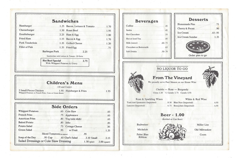 Effingham Trailways Restaurant Menu Effingham, Il