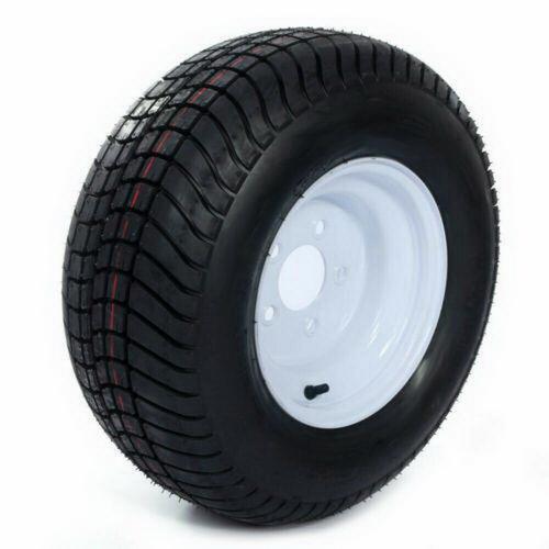Two 205/65-10 20.5x8.0-10 20.5x8-10 Trailer Tire On Rim LRE 5 Lug White Wheel