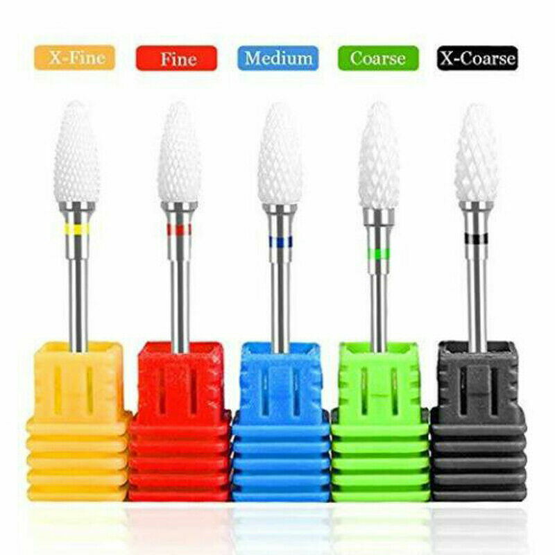Ceramic Nail Drill Bits Set, Shank Professional Corn Shape 5pcs
