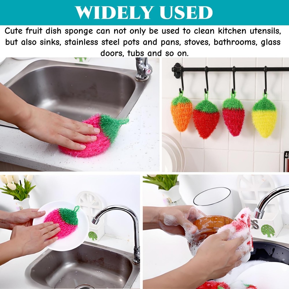 16 Pieces Fruit Dish Scrubber, Non Scratch Dish Washing Sponge, Double Layer ...