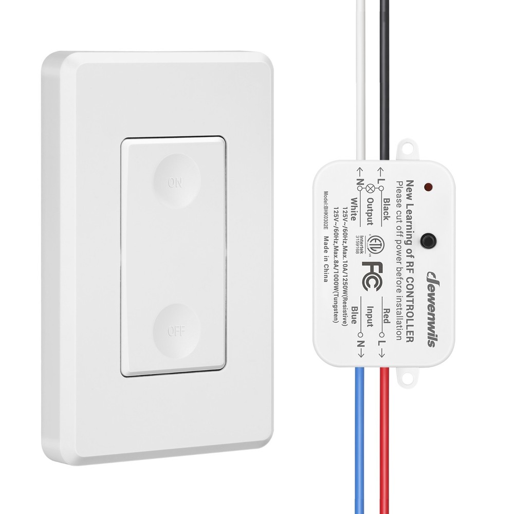 Wireless Light Switch and Receiver Kit, 10A High Power No Wiring No Interference