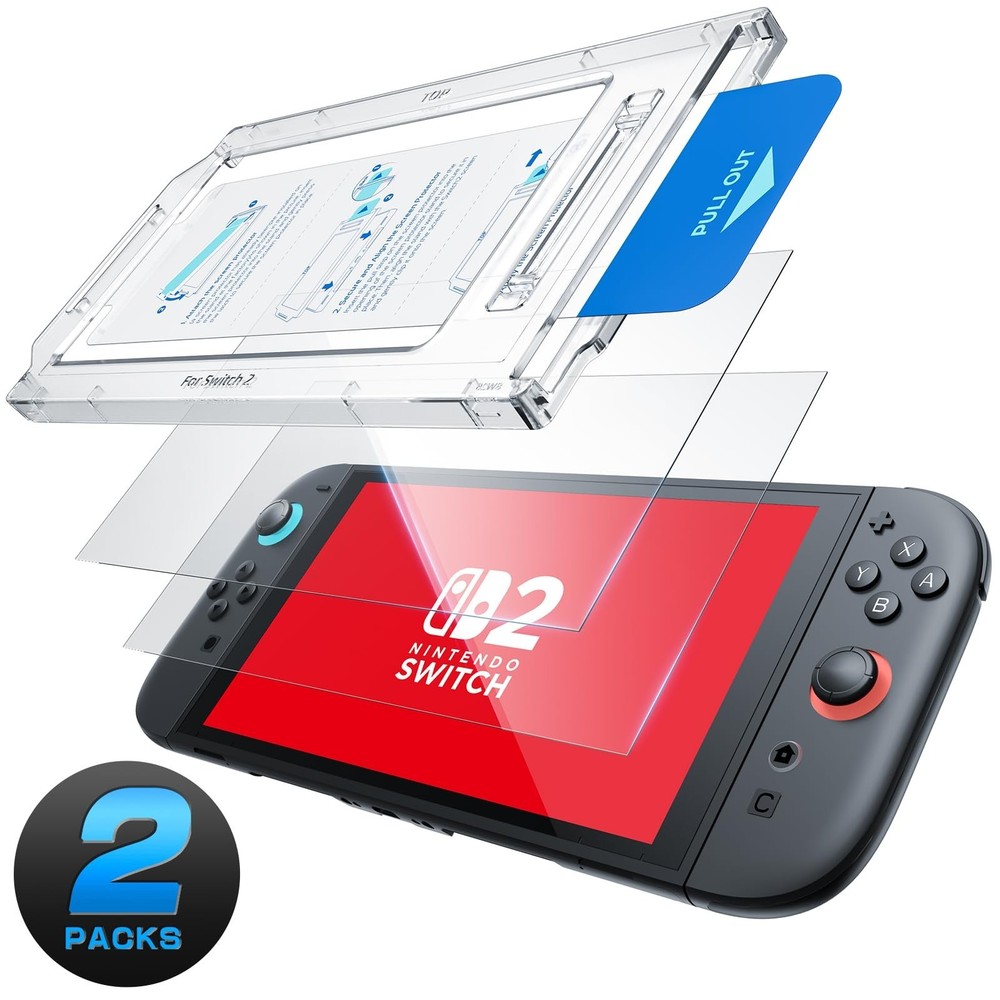 2 Pack Tempered Glass Screen Protector for Nintendo Switch 2 - HD Clear, Scratch