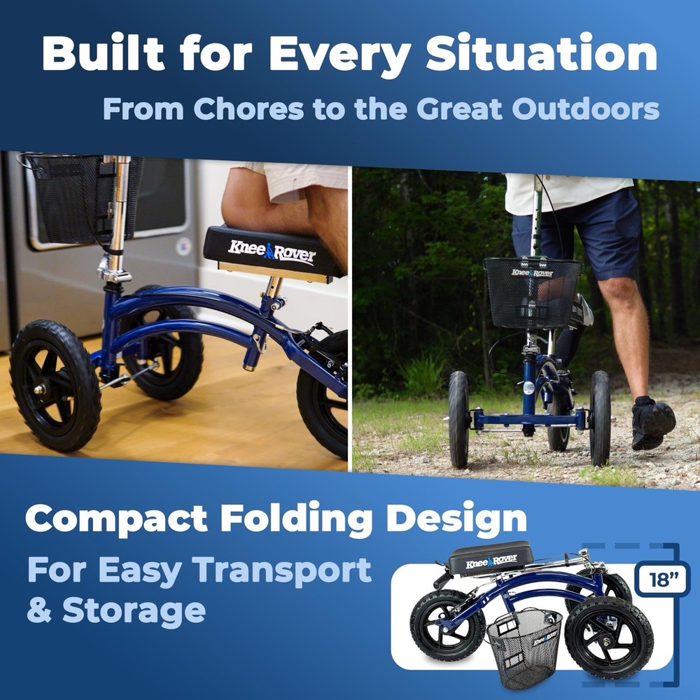 All Terrain KneeRover Steerable Knee Scooter Blue