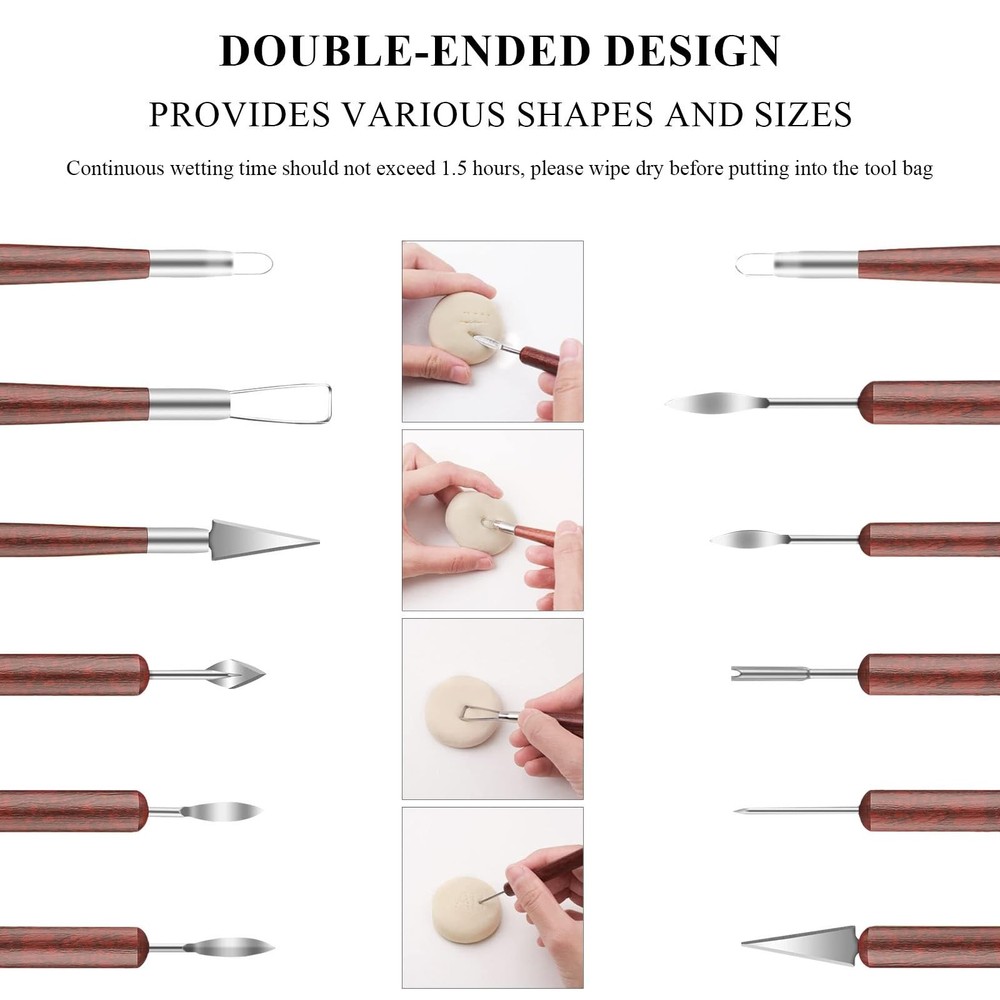 Clay Tools, 19 PCS Pottery Tools, Sculpting Tool for Pottery for Ceramic Craf...