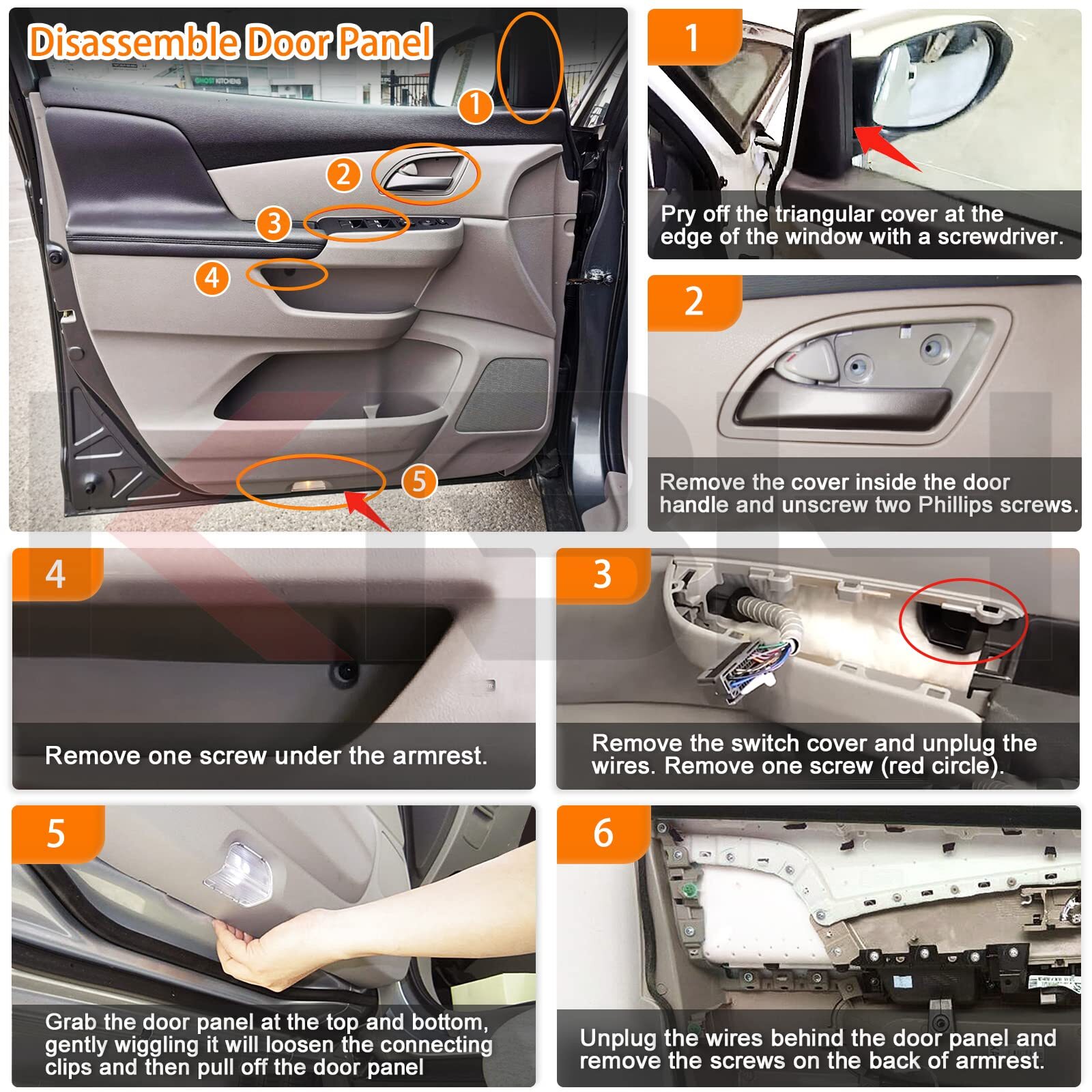 Pair Fits 2011-2016 2017 Honda Odyssey Door Panel Armrest Vinyl Cover Trim Black