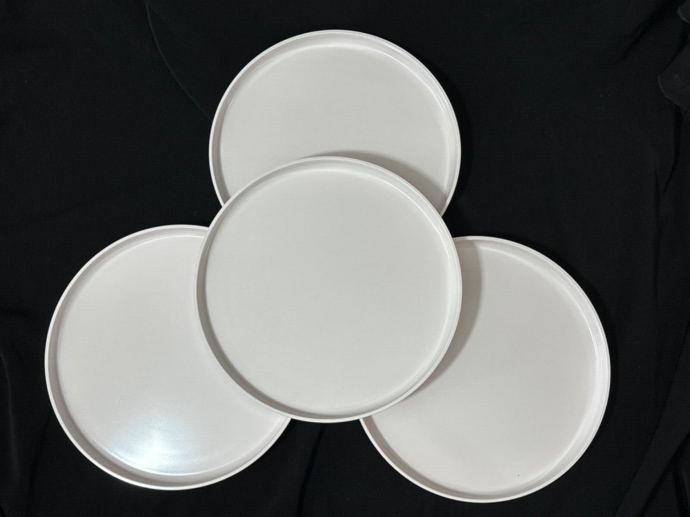 Set 4 Heller Massimo Vignelli MCM White Plastic Melamine Dinner 10" Plates
