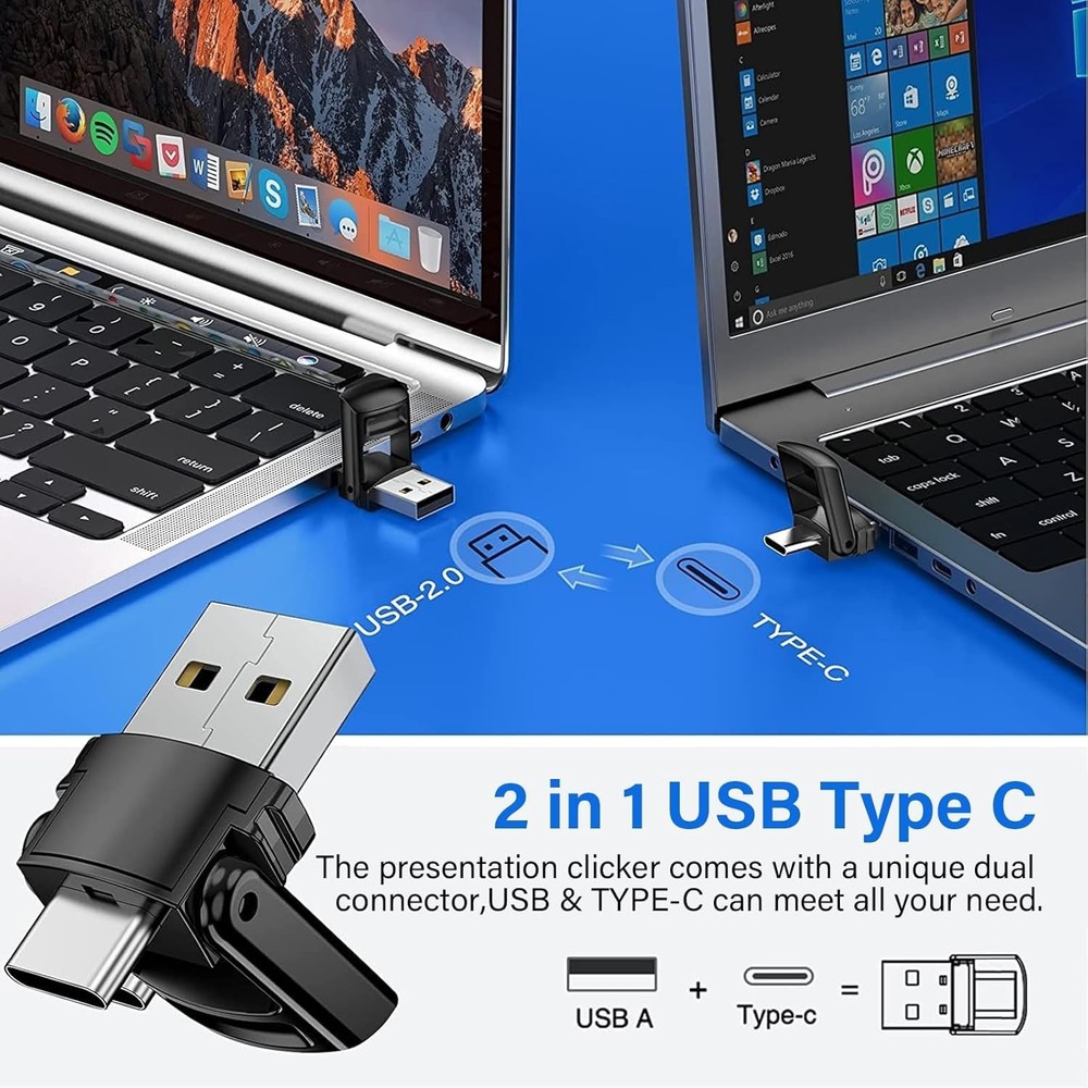 Wireless Presenter Remote Powerpoint Clicker USBA&C Receiver Storage Bag