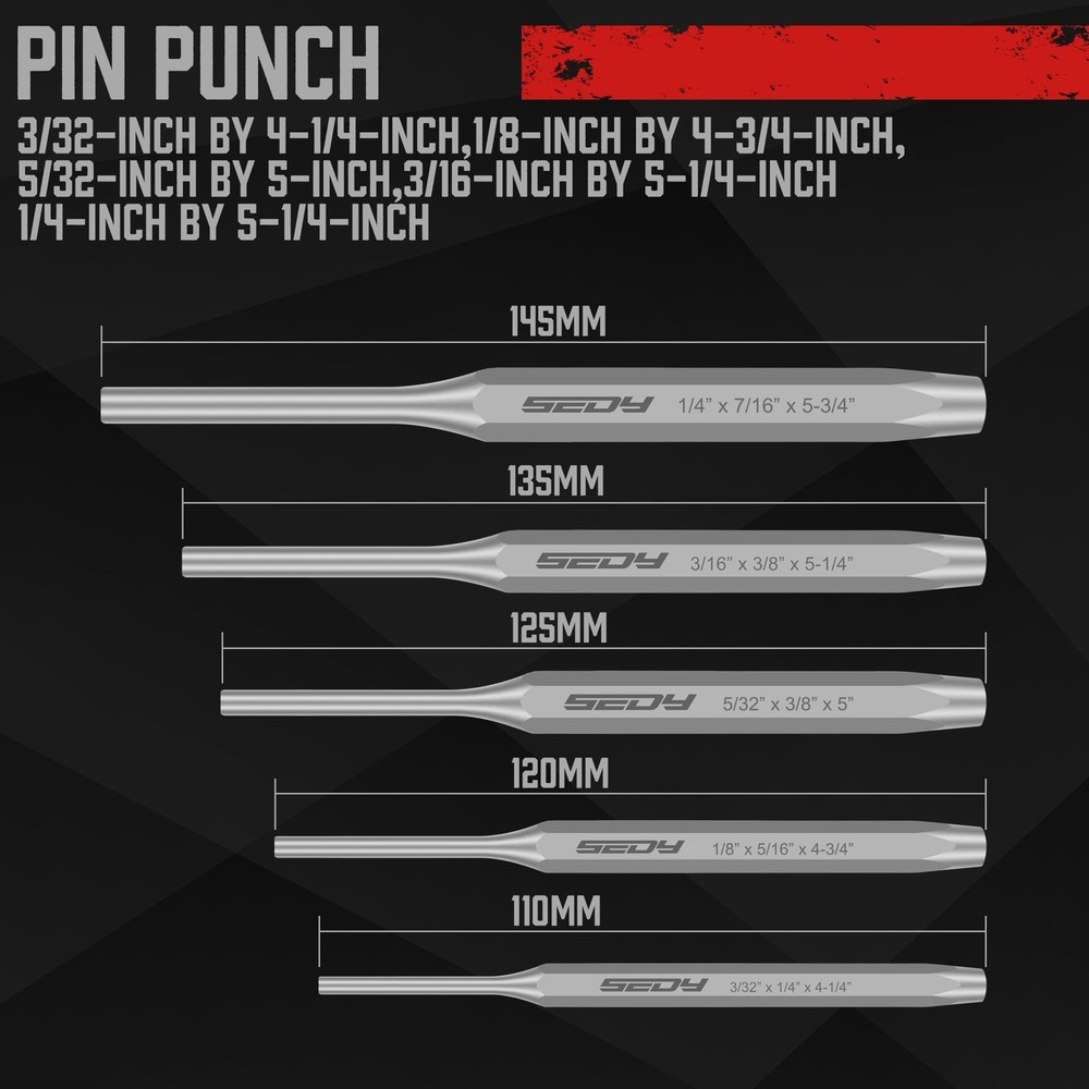 16-Piece Precision Punch & Chisel Set - Taper Punch, Pin Medium, Gray