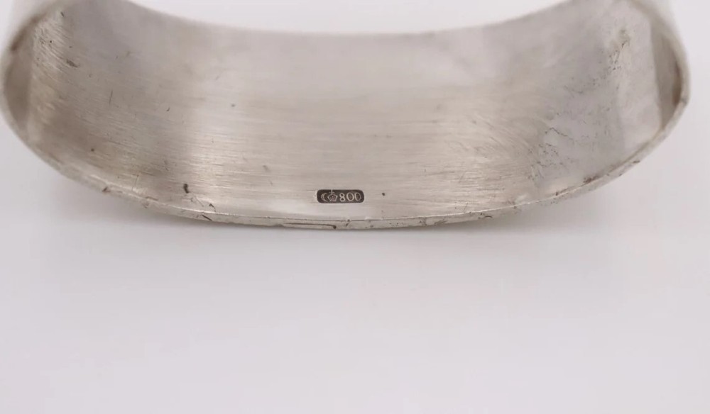 German Mid-Century Modern 800 Silver Napkin Ring "E" initial engraving