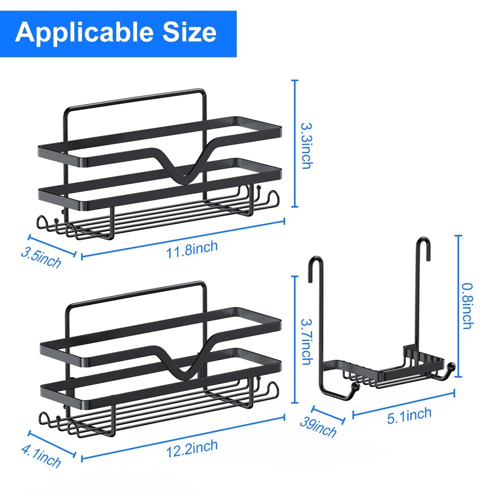 Shower Caddy 3 Pack - Shower Organizer Shelves Rack Rustproof No Drill Self A...