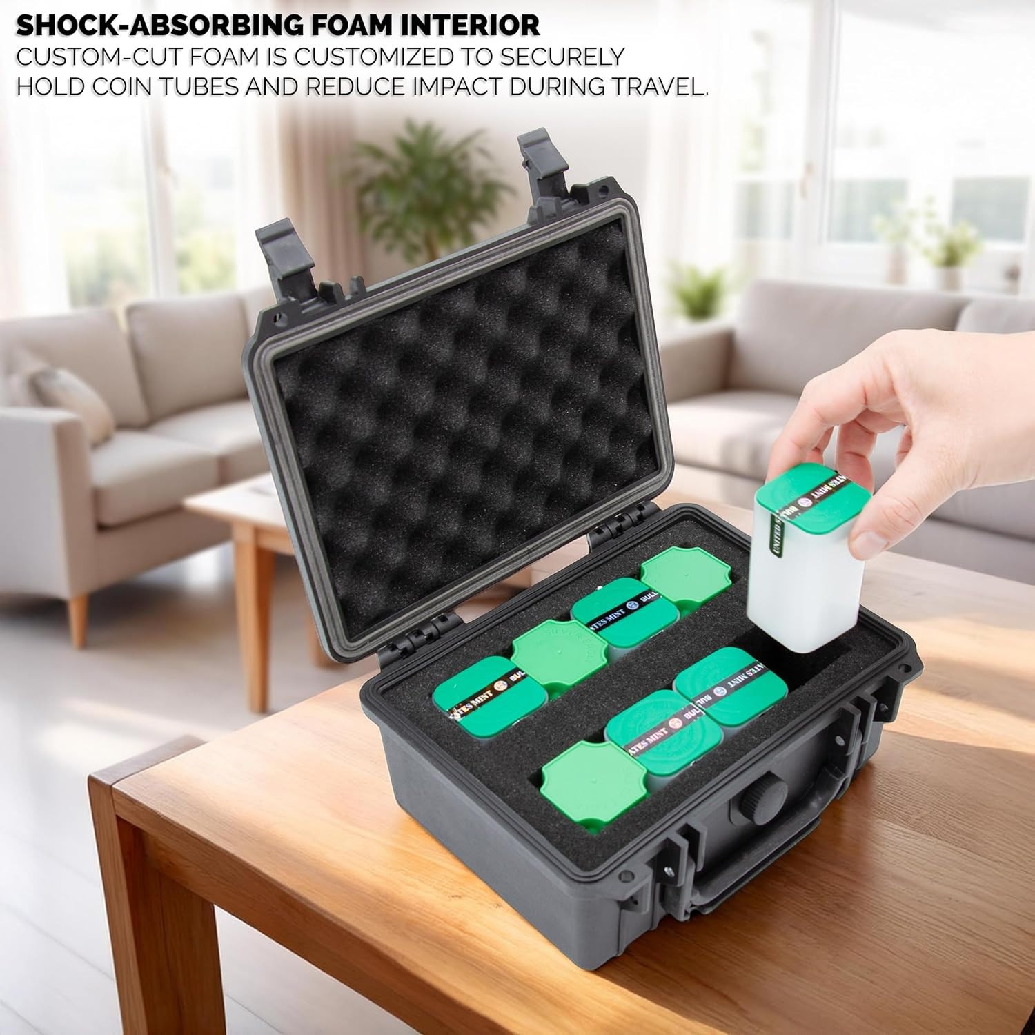 CASEMATIX American Silver Eagle Coin Tube Case Waterproof Hard Shell Storage Box