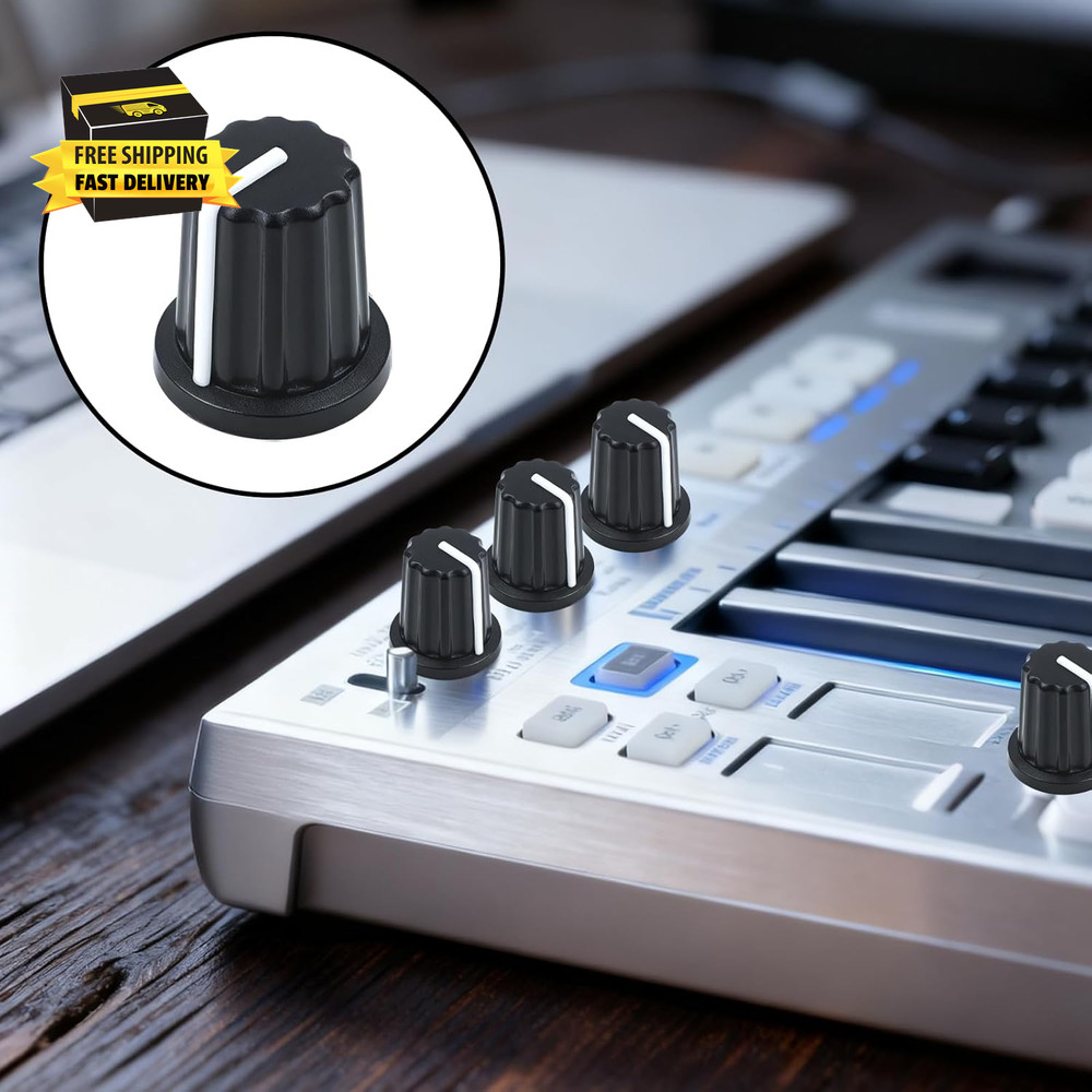 12 Pcs 6Mm D Type Potentiometer Control Knobs - Black Plastic Rotary Knobs for P