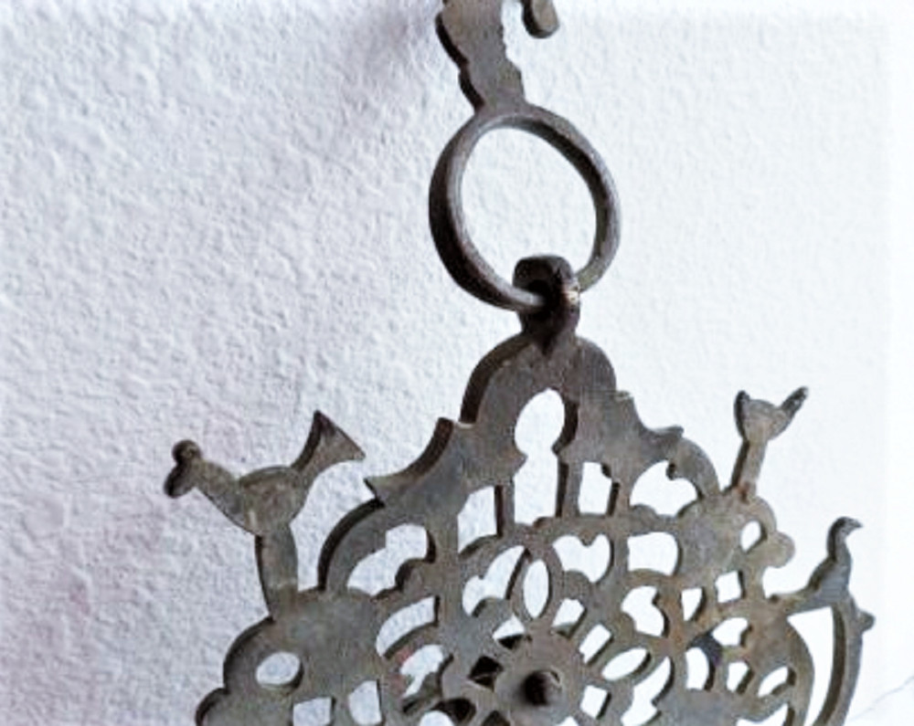 Antique Bronze Primitive Handmade Wall Hanging Menorah