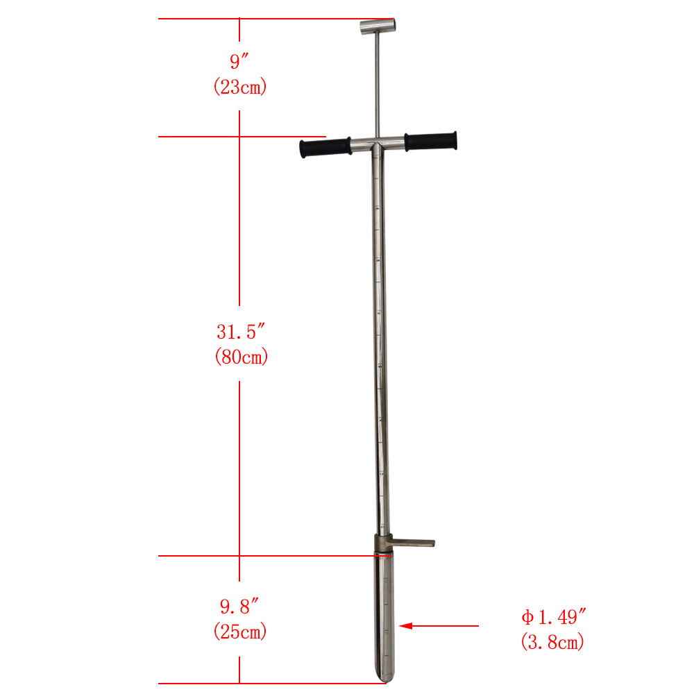 40' Long Stainless Steel Soil Probe Sampler Sampling Tool with Foot Peg