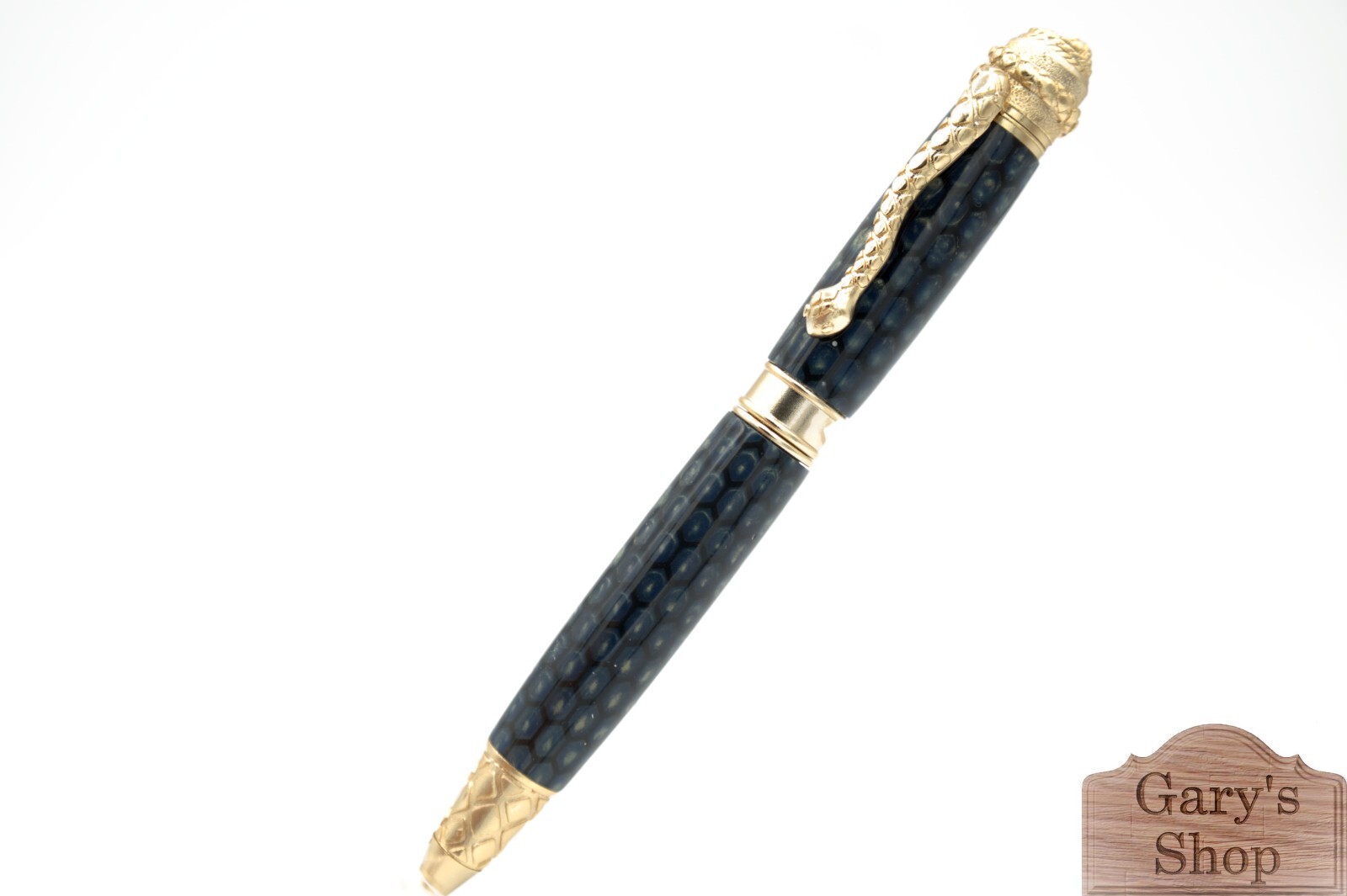 Lucky Snake Ballpoint Pen – 22kt Gold Finish, Green Honeycomb Unique Collectible