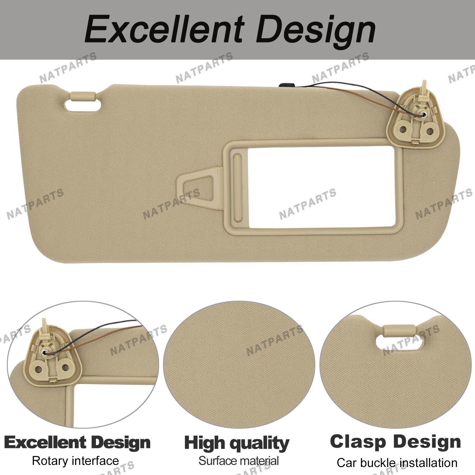 Right Passenger Sun Visor w/Light for Hyundai Santa Fe 2006-2009 852200W110J9