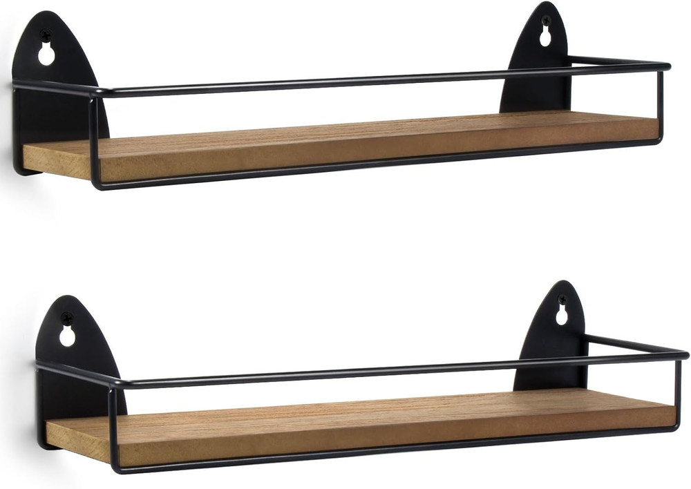 2 Pack Spice Rack Wall Mount Rustic Style Hanging Spice Organizer for Wall, Kitc