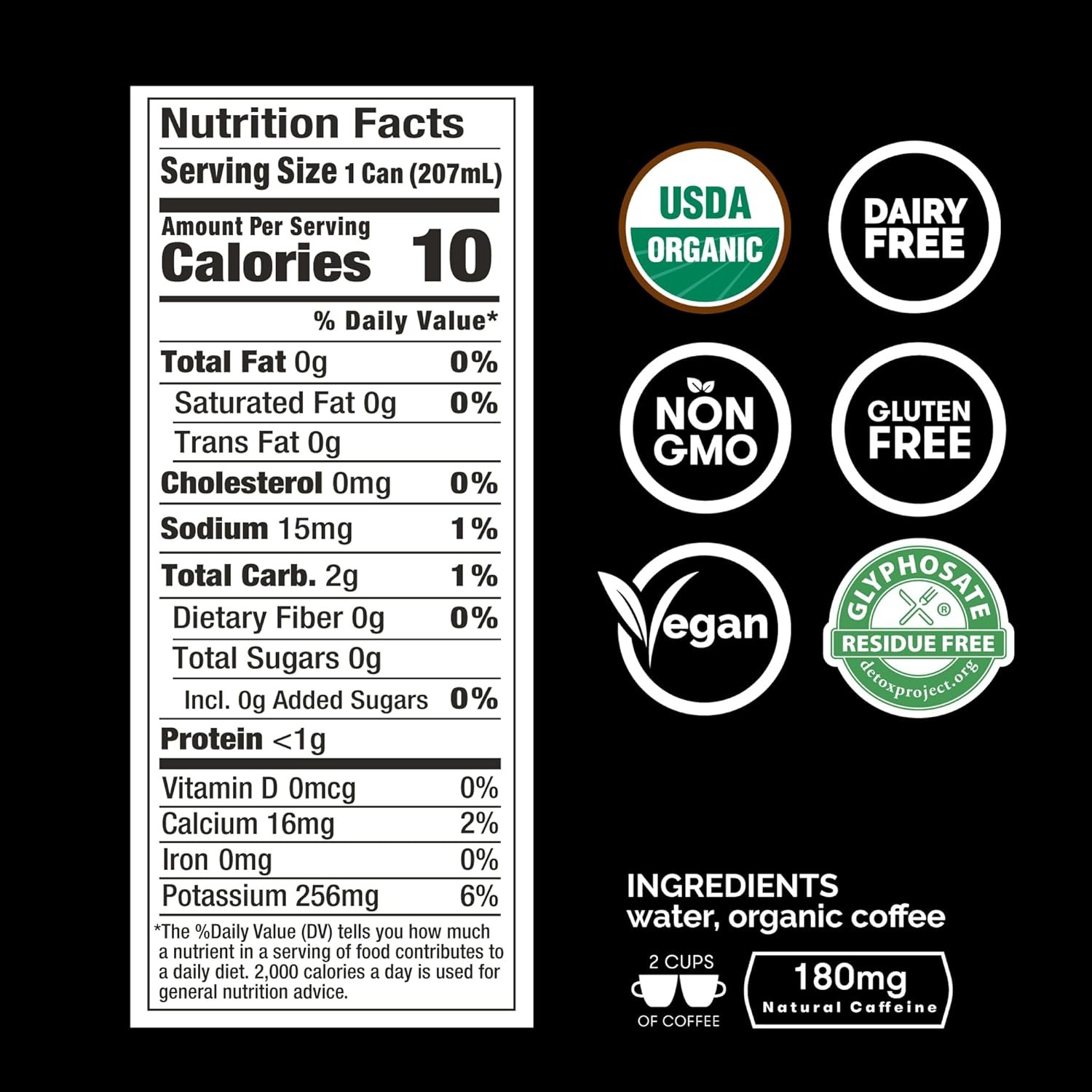 RISE Brewing Co. Original Black Nitro Cold Brew Coffee, 7 oz Cans (12 Pack)