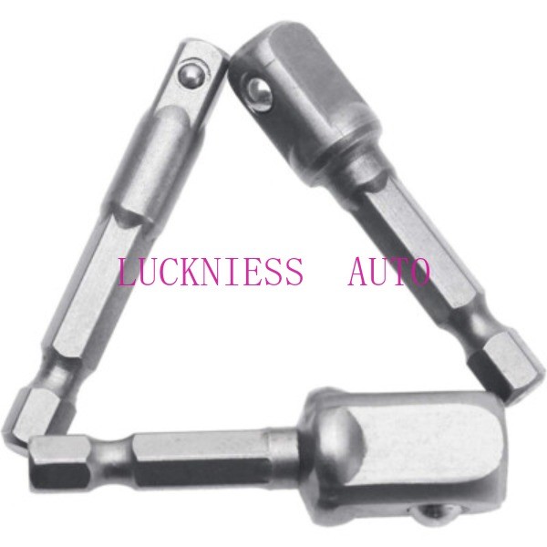 3PCS Socket Adapter Drill BIts Set Hex Shank 1/4" 3/8" 1/2" Impact Driver Tools