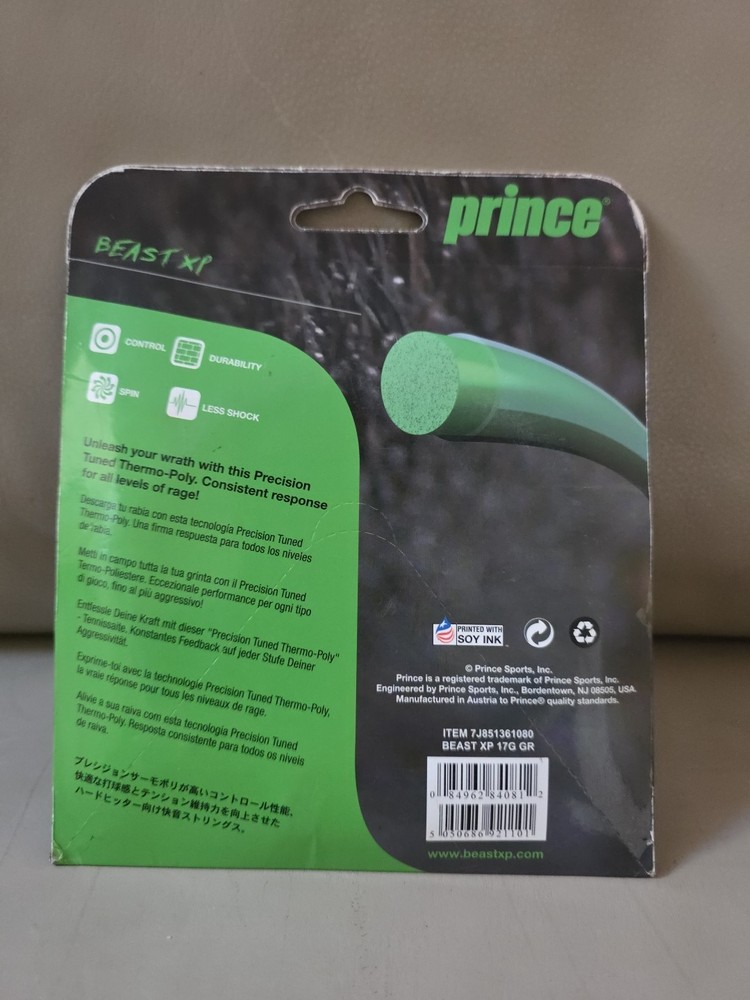 Prince Beast XP 17g Tennis String Set 1.25mm Green racket strings