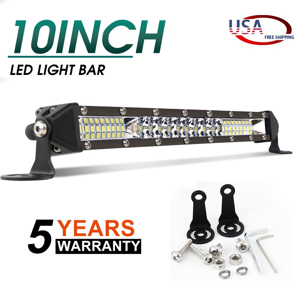 10inch LED Light Bar Slim Spot Flood Combo Work SUV Boat Offroad Driving ATV 4WD