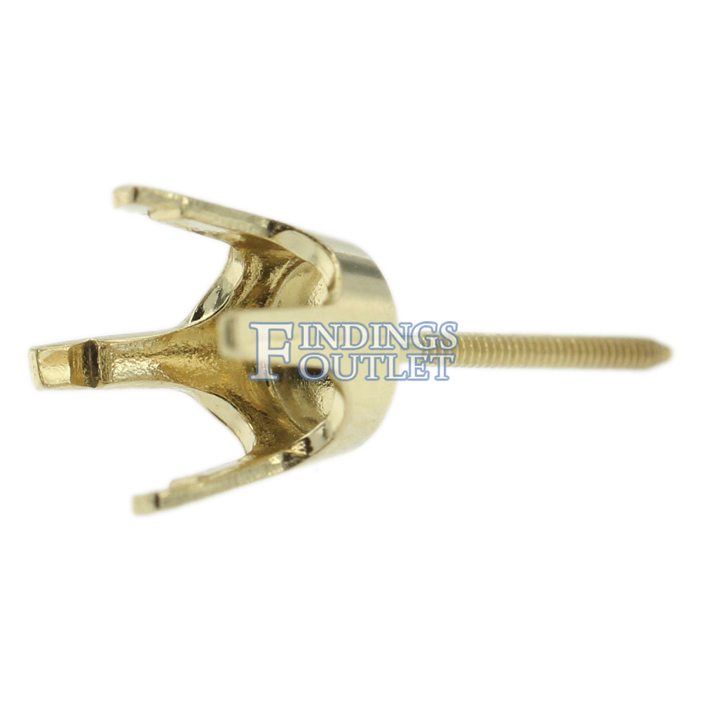 14k Yellow Gold Round Stud Earring Mounting Setting Screw Back Post 4 Prong