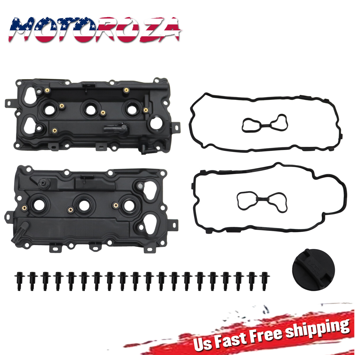 2Pcs Valve Cover w/Gasket Cap for 2009-2020 Nissan Maxima Murano Infiniti QX60