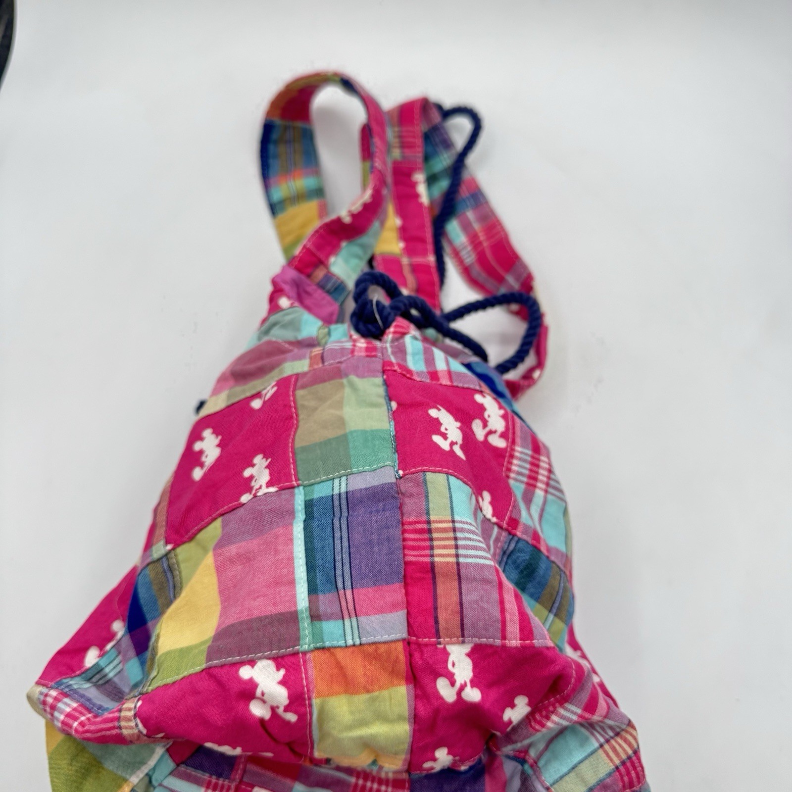 Mickey Mouse Pink Plaid Disney Parks Hobo Patchwork Bag Purse Tote RL Carry All