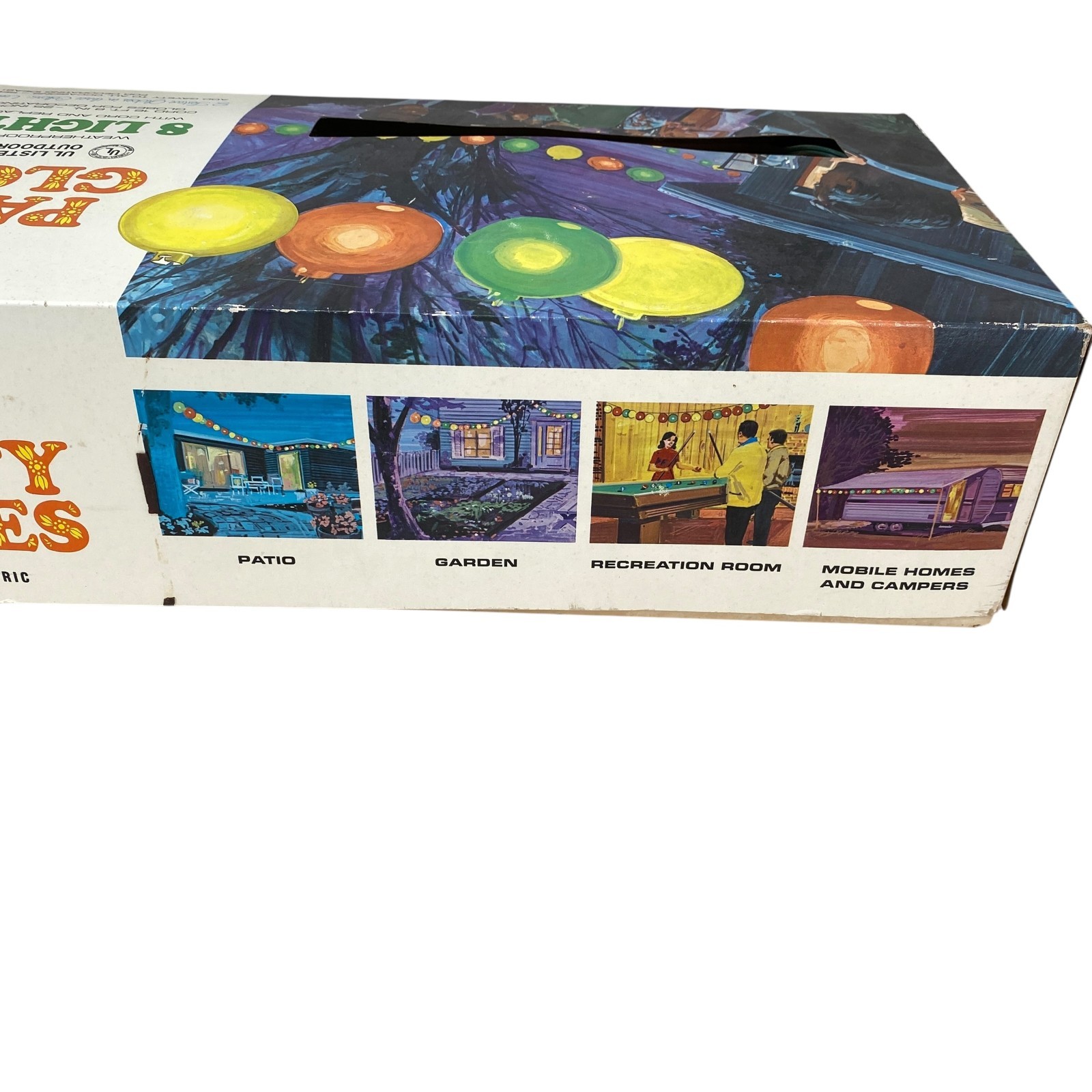 Vintage GE Party Globes 8 Light Set Indoor/Outdoor with Original Box Tested