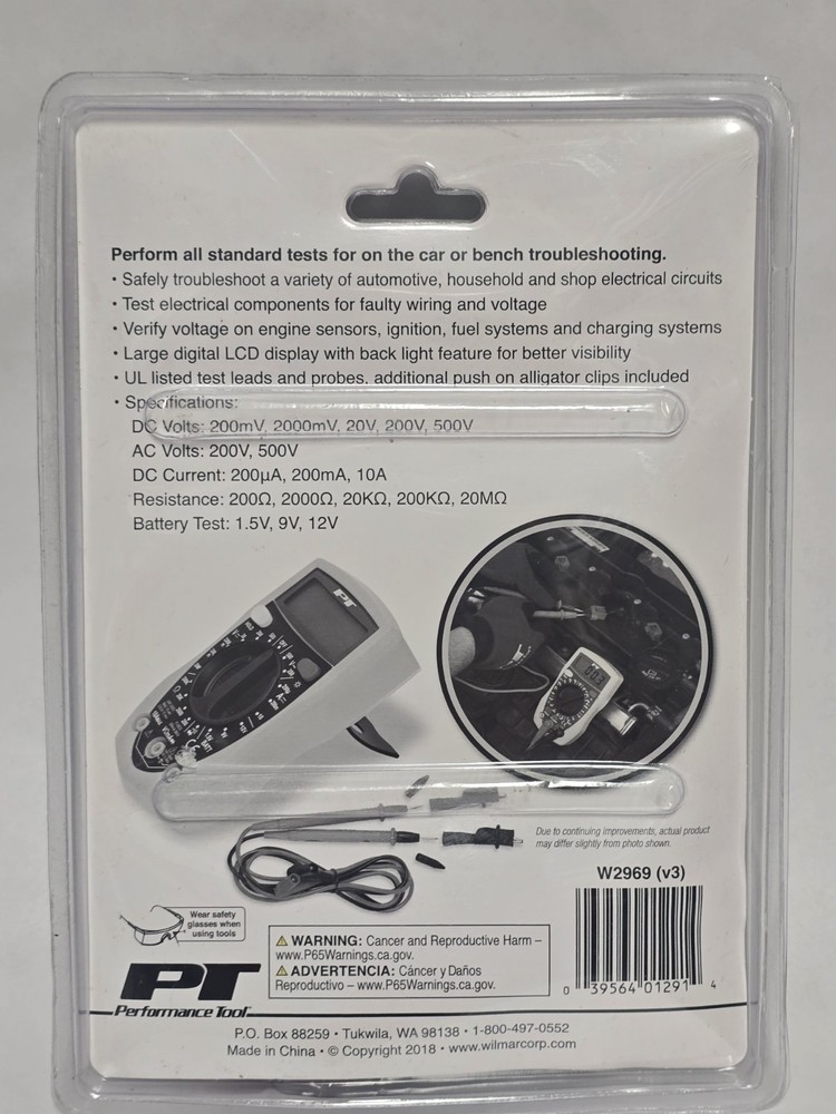 PERFORMANCE TOOL DIGITALAUTOMOTIVE MULTIMETER W2969