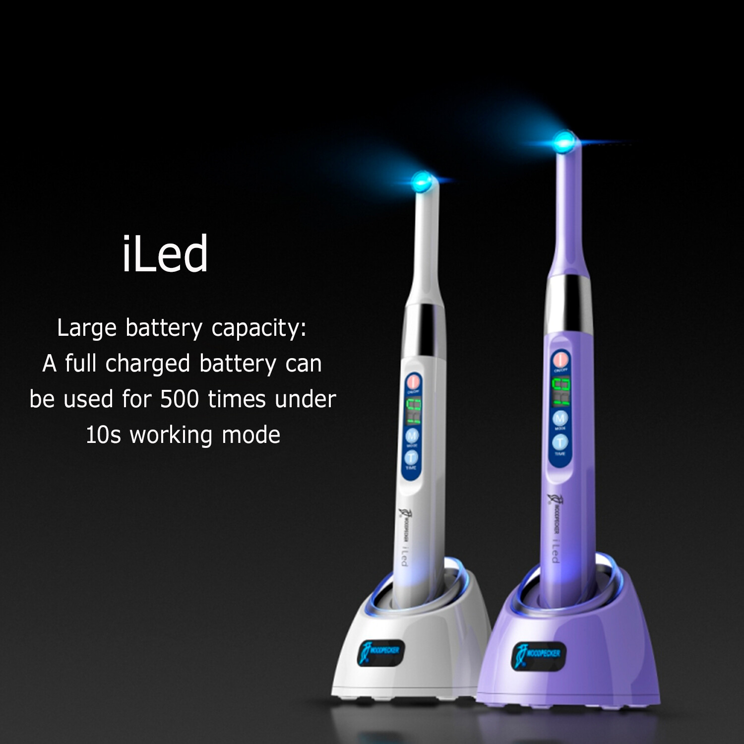 100% Woodpecker Dental iLED Curing Light Lamp Wireless 1 Second Curing 2500mw/c㎡