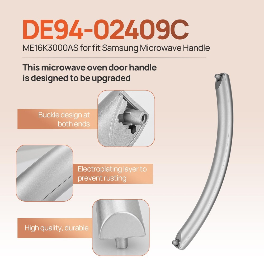 Silver Microwave Door Handle DE94 02409C Compatible with Samsung Models