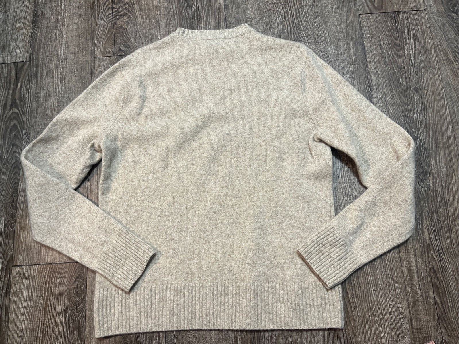 J Crew Sweater Men Medium Beige Marled Merino Wool Nylon Pullover Crewneck J7701