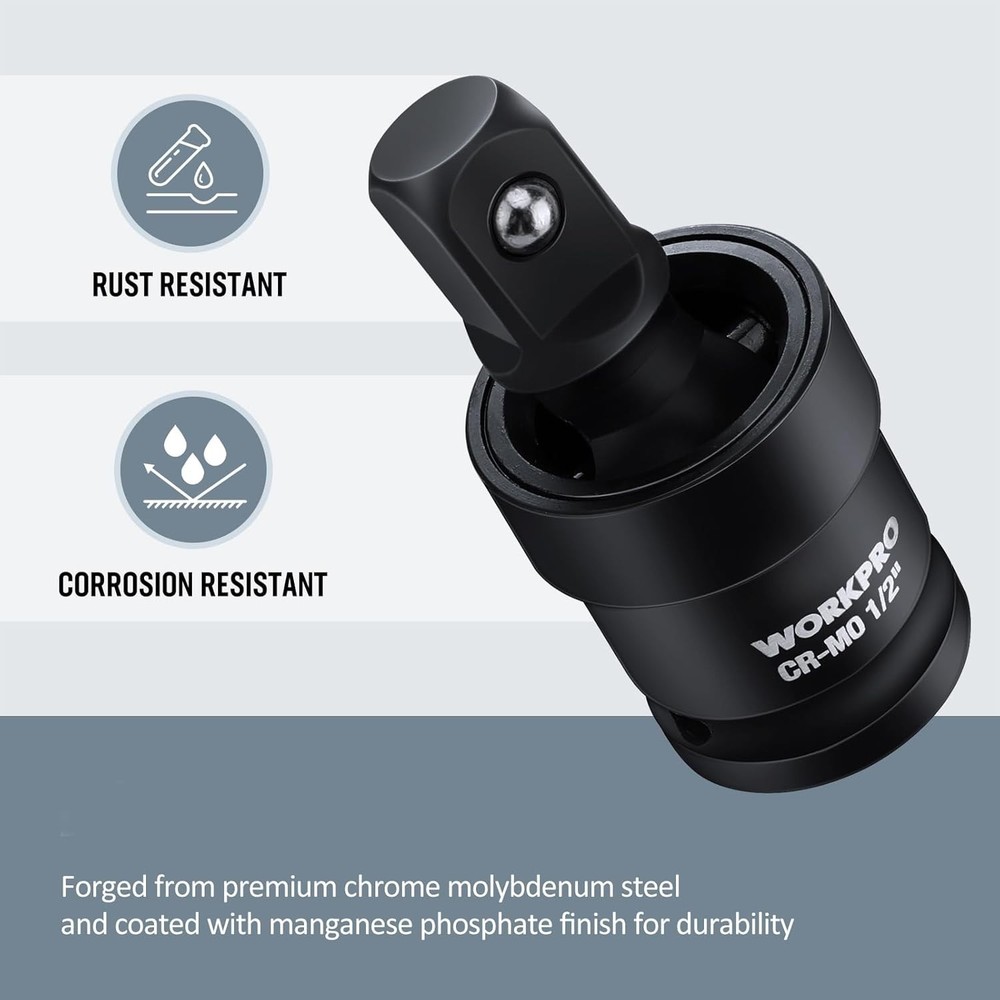3-Piece Impact Universal Joint Set - Durable 360-Degree Swivel Socket Set