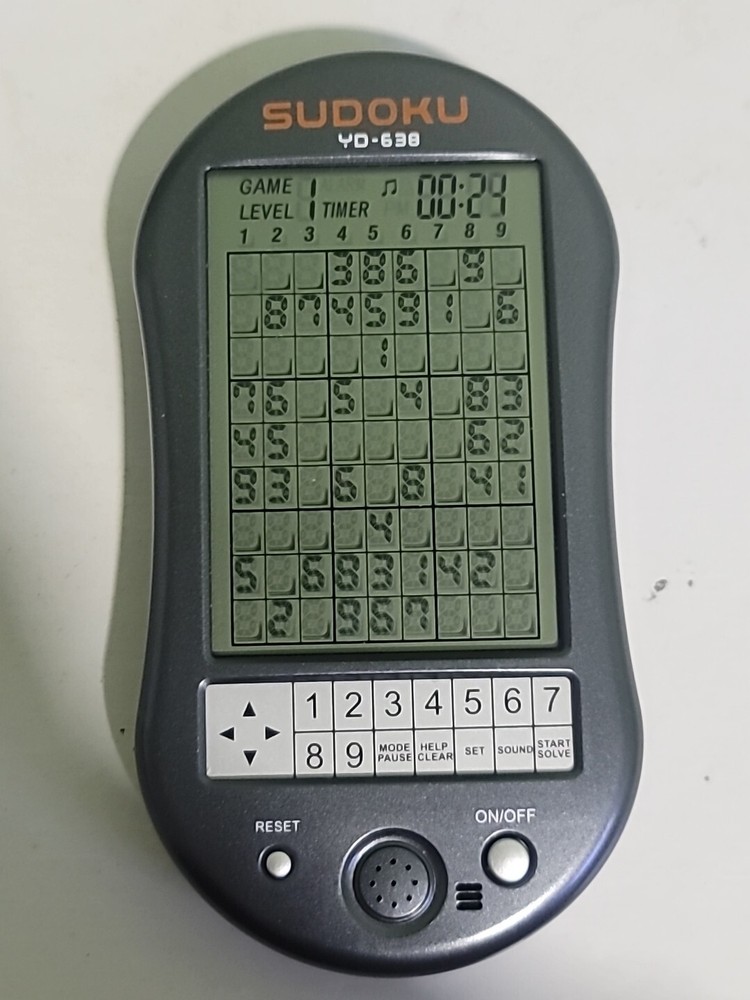 SUDOKU Electronic Handheld Game With Pointer Gray Tested Working
