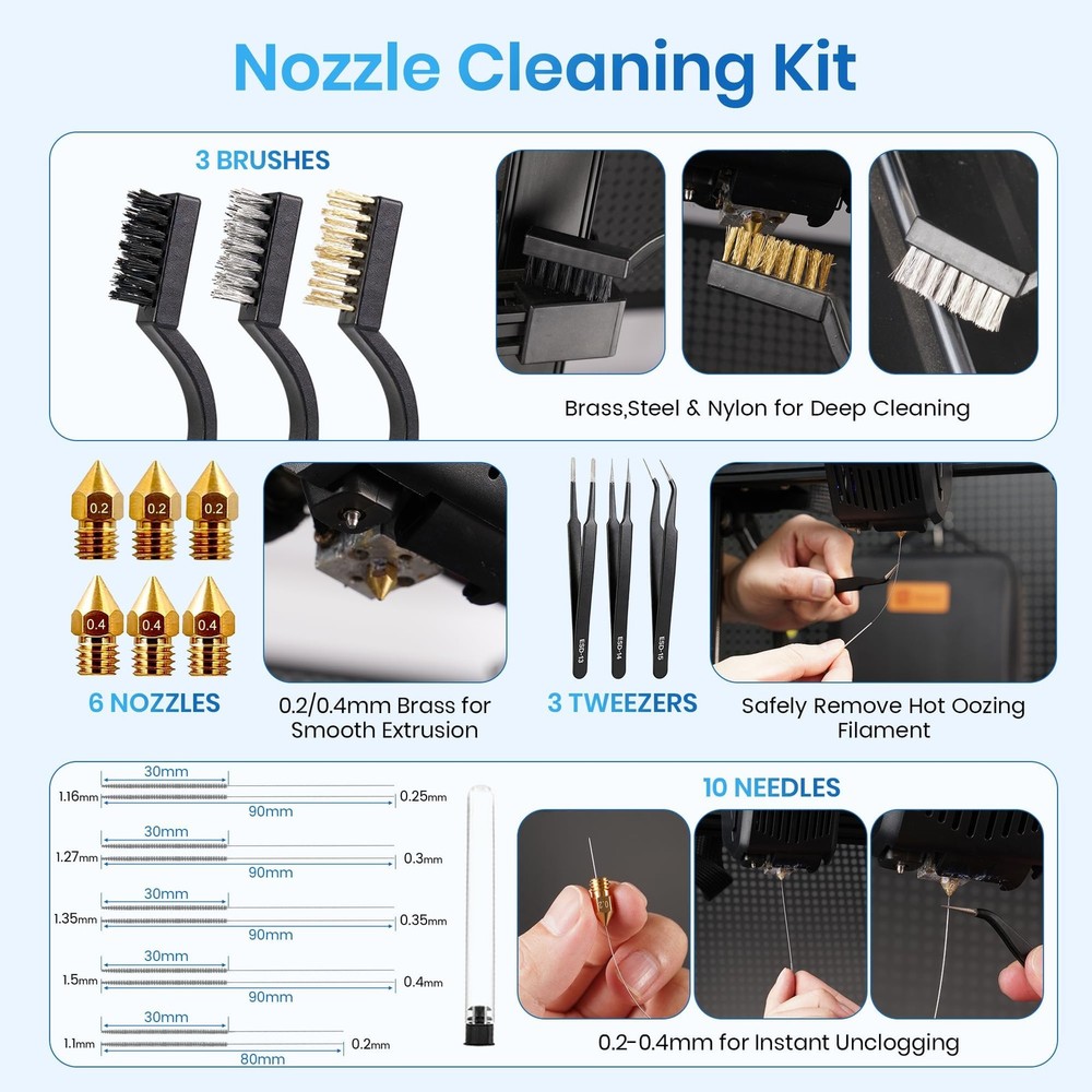 141Pcs 3D Printer Tool Kit & Accessories, 4-Layer Slotted Case, Cordless Rota...